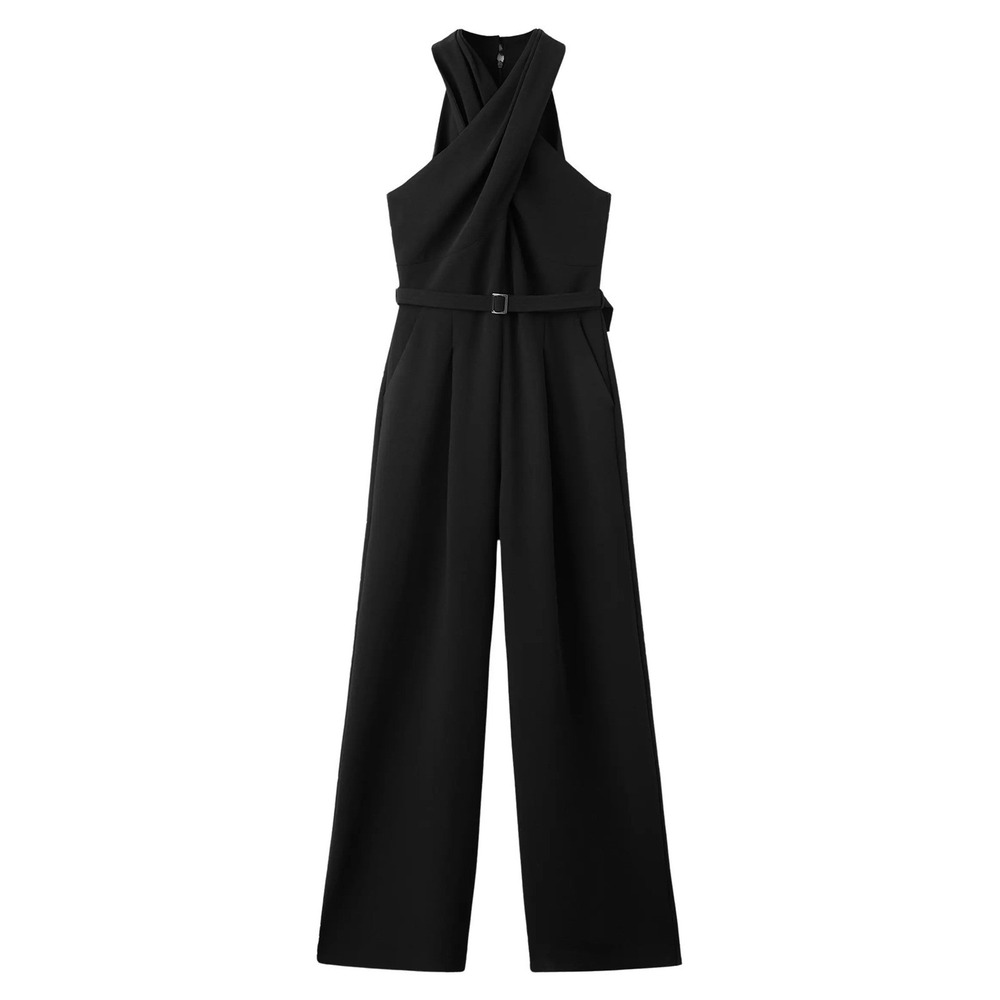 MANGO Mono Jane Black Jumpsuit, Size S (4), BNWT